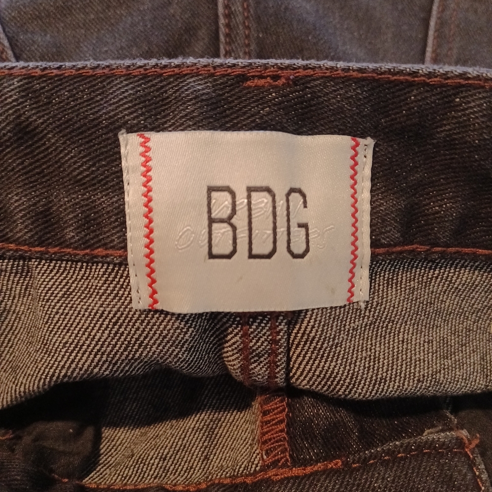 Bdg Urban Outfitters A Line Black Jean Short High Waisted Frayed Hem Size 28 New - Picture 4 of 8